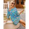 Zeagoo Womens Boho Dresses Casual Beach Summer Dress Tassel Tie Neck 3/4 Long Sleeve Mini Sundress 2026 Floral Print Cover Up(Blue Floral 01)