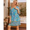 Zeagoo Womens Boho Dresses Casual Beach Summer Dress Tassel Tie Neck 3/4 Long Sleeve Mini Sundress 2026 Floral Print Cover Up(Blue Floral 01)