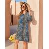 Zeagoo Womens Boho Dresses Casual Beach Summer Dress Tassel Tie Neck 3/4 Long Sleeve Mini Sundress 2026 Floral Print Cover Up(Blue Mz779)