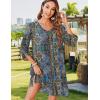 Zeagoo Womens Boho Dresses Casual Beach Summer Dress Tassel Tie Neck 3/4 Long Sleeve Mini Sundress 2026 Floral Print Cover Up(Blue Mz779)