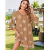 Zeagoo Womens Boho Dresses Casual Beach Summer Dress Tassel Tie Neck 3/4 Long Sleeve Mini Sundress 2026 Floral Print Cover Up(Brown Mz917)