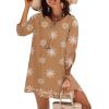 Zeagoo Womens Boho Dresses Casual Beach Summer Dress Tassel Tie Neck 3/4 Long Sleeve Mini Sundress 2026 Floral Print Cover Up(Brown Mz917)