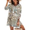 Zeagoo Womens Boho Dresses Casual Beach Summer Dress Tassel Tie Neck 3/4 Long Sleeve Mini Sundress 2026 Floral Print Cover Up(Colorful Mz453)
