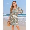 Zeagoo Womens Boho Dresses Casual Beach Summer Dress Tassel Tie Neck 3/4 Long Sleeve Mini Sundress 2026 Floral Print Cover Up(Colorful Mz453)