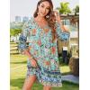 Zeagoo Womens Boho Dresses Casual Beach Summer Dress Tassel Tie Neck 3/4 Long Sleeve Mini Sundress 2026 Floral Print Cover Up(Green)