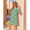 Zeagoo Womens Boho Dresses Casual Beach Summer Dress Tassel Tie Neck 3/4 Long Sleeve Mini Sundress 2026 Floral Print Cover Up(Green Mz915)