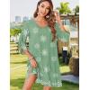 Zeagoo Womens Boho Dresses Casual Beach Summer Dress Tassel Tie Neck 3/4 Long Sleeve Mini Sundress 2026 Floral Print Cover Up(Green Mz915)