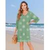 Zeagoo Womens Boho Dresses Casual Beach Summer Dress Tassel Tie Neck 3/4 Long Sleeve Mini Sundress 2026 Floral Print Cover Up(Green Mz915)