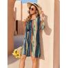 Zeagoo Womens Boho Dresses Casual Beach Summer Dress Tassel Tie Neck 3/4 Long Sleeve Mini Sundress 2026 Floral Print Cover Up(Khaki Cx289)