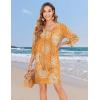 Zeagoo Womens Boho Dresses Casual Beach Summer Dress Tassel Tie Neck 3/4 Long Sleeve Mini Sundress 2026 Floral Print Cover Up(Orange Cx294)