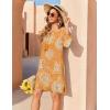 Zeagoo Womens Boho Dresses Casual Beach Summer Dress Tassel Tie Neck 3/4 Long Sleeve Mini Sundress 2026 Floral Print Cover Up(Orange Cx294)