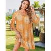 Zeagoo Womens Boho Dresses Casual Beach Summer Dress Tassel Tie Neck 3/4 Long Sleeve Mini Sundress 2026 Floral Print Cover Up(Orange Cx294)