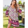 Zeagoo Womens Boho Dresses Casual Beach Summer Dress Tassel Tie Neck 3/4 Long Sleeve Mini Sundress 2026 Floral Print Cover Up(Purple)