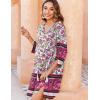 Zeagoo Womens Boho Dresses Casual Beach Summer Dress Tassel Tie Neck 3/4 Long Sleeve Mini Sundress 2026 Floral Print Cover Up(Purple)
