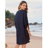 Zeagoo Womens Boho Dresses Casual Beach Summer Dress Tassel Tie Neck 3/4 Long Sleeve Mini Sundress 2026 Floral Print Cover Up(Solid Black)
