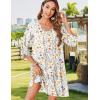 Zeagoo Womens Boho Dresses Casual Beach Summer Dress Tassel Tie Neck 3/4 Long Sleeve Mini Sundress 2026 Floral Print Cover Up(White Xh403)