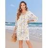 Zeagoo Womens Boho Dresses Casual Beach Summer Dress Tassel Tie Neck 3/4 Long Sleeve Mini Sundress 2026 Floral Print Cover Up(White Xh403)