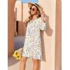 Zeagoo Womens Boho Dresses Casual Beach Summer Dress Tassel Tie Neck 3/4 Long Sleeve Mini Sundress 2026 Floral Print Cover Up(White Xh403)