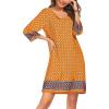 Zeagoo Womens Boho Dresses Casual Beach Summer Dress Tassel Tie Neck 3/4 Long Sleeve Mini Sundress 2026 Floral Print Cover Up(Yellow)