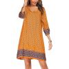 Zeagoo Womens Boho Dresses Casual Beach Summer Dress Tassel Tie Neck 3/4 Long Sleeve Mini Sundress 2026 Floral Print Cover Up(Yellow)