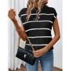 Zeagoo Women’s Cap Sleeve Sweater Vest Crew Neck Sleeveless Casual Knit Tops 2024 Summer Clothes S-XXL(A Stripe Black)