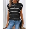 Zeagoo Women’s Cap Sleeve Sweater Vest Crew Neck Sleeveless Casual Knit Tops 2024 Summer Clothes S-XXL(A Stripe Black)