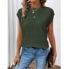 Zeagoo Women’s Cap Sleeve Sweater Vest Crew Neck Sleeveless Casual Knit Tops 2024 Summer Clothes S-XXL(Army Green)