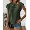 Zeagoo Women’s Cap Sleeve Sweater Vest Crew Neck Sleeveless Casual Knit Tops 2024 Summer Clothes S-XXL(Army Green)
