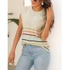 Zeagoo Women’s Cap Sleeve Sweater Vest Crew Neck Sleeveless Casual Knit Tops 2024 Summer Clothes S-XXL(Colorful Stripes)