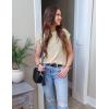 Zeagoo Women’s Cap Sleeve Sweater Vest Crew Neck Sleeveless Casual Knit Tops 2024 Summer Clothes S-XXL(Cream)
