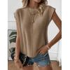 Zeagoo Women’s Cap Sleeve Sweater Vest Crew Neck Sleeveless Casual Knit Tops 2024 Summer Clothes S-XXL(Khaki)