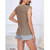 Zeagoo Women’s Cap Sleeve Sweater Vest Crew Neck Sleeveless Casual Knit Tops 2024 Summer Clothes S-XXL(Khaki)