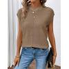Zeagoo Women’s Cap Sleeve Sweater Vest Crew Neck Sleeveless Casual Knit Tops 2024 Summer Clothes S-XXL(Khaki)