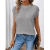 Zeagoo Women’s Cap Sleeve Sweater Vest Crew Neck Sleeveless Casual Knit Tops 2024 Summer Clothes S-XXL(Light Grey)