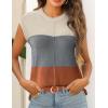 Zeagoo Women’s Cap Sleeve Sweater Vest Crew Neck Sleeveless Casual Knit Tops 2024 Summer Clothes S-XXL(Z-grey Caramel)