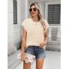 Zeagoo Women’s Cap Sleeve Sweaters Vest Crew Neck Knit Sweater Tops 2025 Casual Summer Sleeveless T Shirt(Apricot)