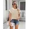 Zeagoo Women’s Cap Sleeve Sweaters Vest Crew Neck Knit Sweater Tops 2025 Casual Summer Sleeveless T Shirt(A-white)