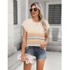 Zeagoo Women’s Cap Sleeve Sweaters Vest Crew Neck Knit Sweater Tops 2025 Casual Summer Sleeveless T Shirt(Colorful Stripe)