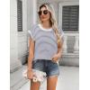 Zeagoo Women’s Cap Sleeve Sweaters Vest Crew Neck Knit Sweater Tops 2025 Casual Summer Sleeveless T Shirt(Stripe Blue)