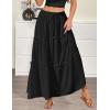 Zeagoo Womens Casual Maxi Skirts for Women 2026 High Waist Boho Skirts Floral Printed Long Flowy Skirt with Pockets(Black)