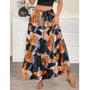 Zeagoo Womens Casual Maxi Skirts for Women 2026 High Waist Boho Skirts Floral Printed Long Flowy Skirt with Pockets(Black-floral-printed)
