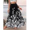 Zeagoo Womens Casual Maxi Skirts for Women 2026 High Waist Boho Skirts Floral Printed Long Flowy Skirt with Pockets(Blck-printed)