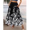 Zeagoo Womens Casual Maxi Skirts for Women 2026 High Waist Boho Skirts Floral Printed Long Flowy Skirt with Pockets(Blck-printed)
