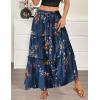 Zeagoo Womens Casual Maxi Skirts for Women 2026 High Waist Boho Skirts Floral Printed Long Flowy Skirt with Pockets(Blue Floral Printed)