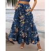 Zeagoo Womens Casual Maxi Skirts for Women 2026 High Waist Boho Skirts Floral Printed Long Flowy Skirt with Pockets(Blue Floral Printed)