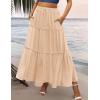 Zeagoo Womens Casual Maxi Skirts for Women 2026 High Waist Boho Skirts Floral Printed Long Flowy Skirt with Pockets(Cracker Khaki)
