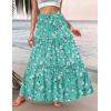 Zeagoo Womens Casual Maxi Skirts for Women 2026 High Waist Boho Skirts Floral Printed Long Flowy Skirt with Pockets(Green-floral-printed)