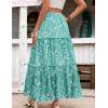 Zeagoo Womens Casual Maxi Skirts for Women 2026 High Waist Boho Skirts Floral Printed Long Flowy Skirt with Pockets(Green-floral-printed)
