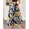 Zeagoo Womens Casual Maxi Skirts for Women 2026 High Waist Boho Skirts Floral Printed Long Flowy Skirt with Pockets(Leaf-printed)