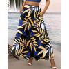 Zeagoo Womens Casual Maxi Skirts for Women 2026 High Waist Boho Skirts Floral Printed Long Flowy Skirt with Pockets(Leaf-printed)